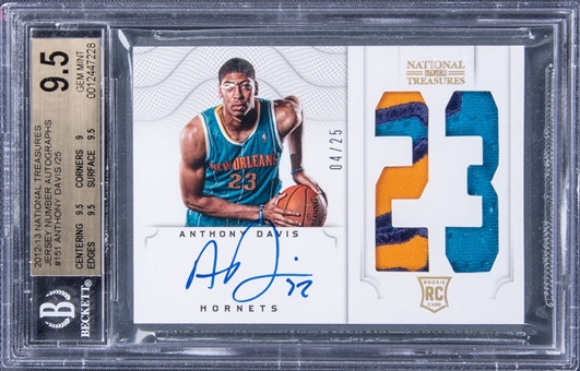 2012-13 National Treasures Jersey Number Autographs #151 Anthony Davis Signed Rookie Patch Card (#04/25) - BGS GEM MINT 9.5/BGS 10